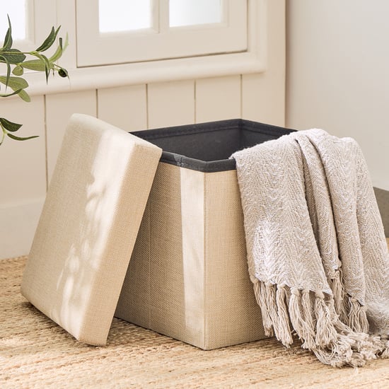 Corsica Foldable Ottoman with Storage - Beige