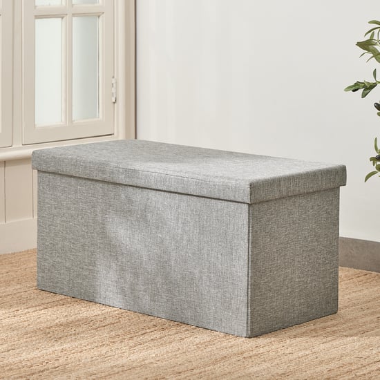 Corsica Foldable Ottoman with Storage - Grey