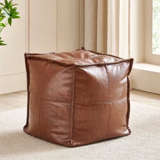 Saddler Faux Leather Bean Bag with Beans - Tan
