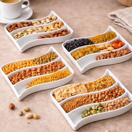 HOMESAKE Set of 4 Porcelain Partitioned Serving Platters