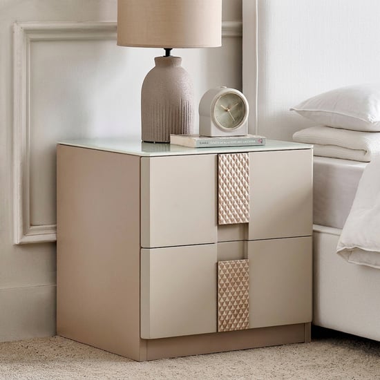 Stellar Elite NXT Bedside Table with Drawers - Greige