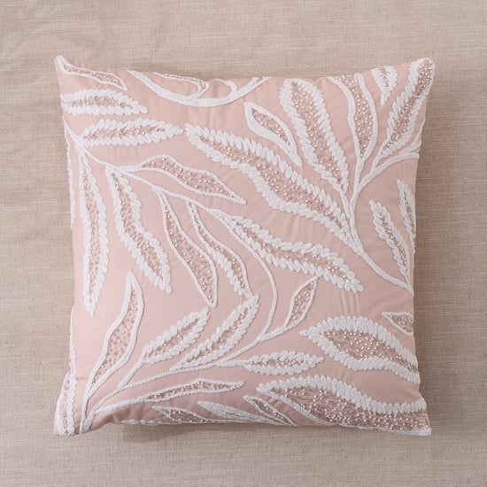 Reverie Lira Velvet Finish Beaded Cushion Cover - 45x45cm