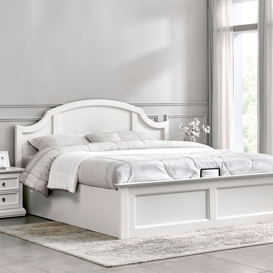 Estate Curve King Bed with Hydraulic Storage - White