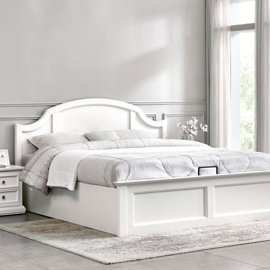 Estate Curve Queen Bed with Hydraulic Storage - White