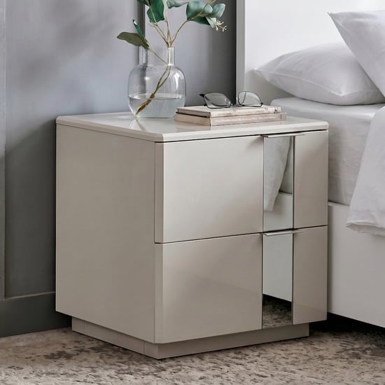 Cashmere Bedside Table with Drawers - Grey
