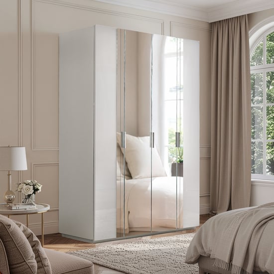 Cashmere 4-Door Wardrobe with Mirrors - Grey