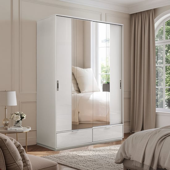 Cashmere 2-Door Sliding Wardrobe with Mirrors - Grey