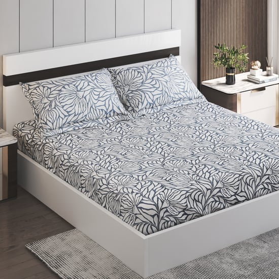 Unwind Living Lines Printed 3Pcs Super King Bedsheet Set