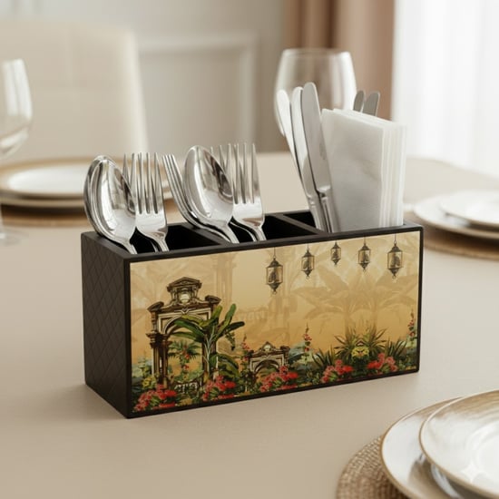 HOME SPARKLE Wooden Cutlery Holder