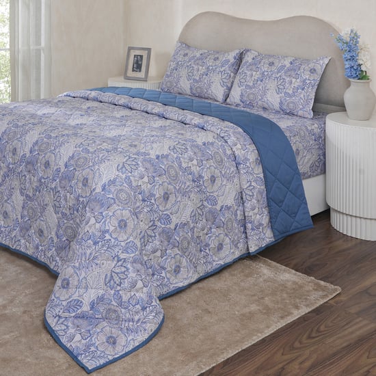 MASPAR Botanic Bloom Cotton Floral Print Double Quilt