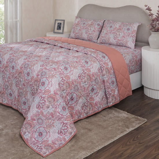 MASPAR Botanic Bloom Cotton 4Pcs Printed Double Bed-In-A-Bag Set