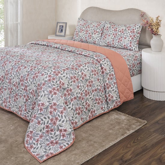 MASPAR Botanic Bloom Cotton 4Pcs Printed Double Bed-In-A-Bag Set