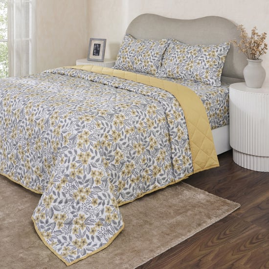 MASPAR Botanic Bloom Cotton 4Pcs Printed Double Bed-In-A-Bag Set