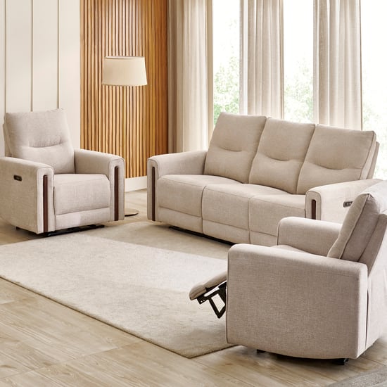 Malinda Fabric 3+1+1 Seater Zero Gravity Electric Recliner Set - Beige