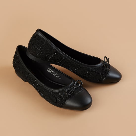 GINGER Textured Ballerinas Black
