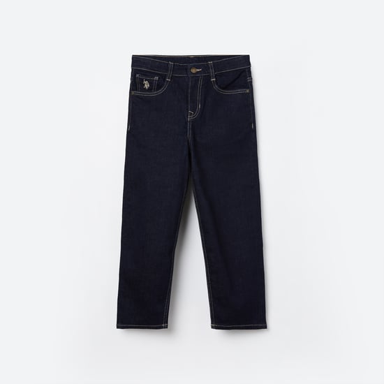 POLO KIDS Boys Washed Comfort Fit Jeans Blue