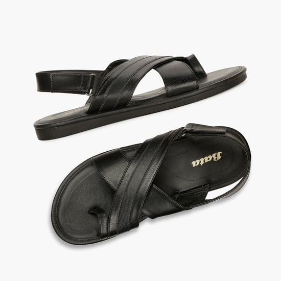 BATA Solid One Toe Sandals Black