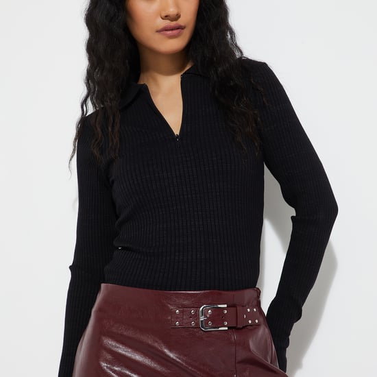 トップス room306 Random Dot Volume Tops Buy URB_N Women Ribbed Fitted Top Online at just Rs. 799.0