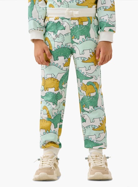 Juniors Dinosaur Print Joggers with Drawstring Closure and Pockets