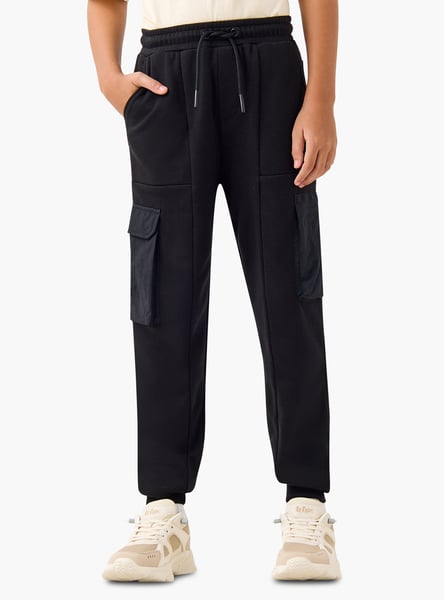 Juniors Solid Cargo Joggers with Drawstring Closure and Pockets