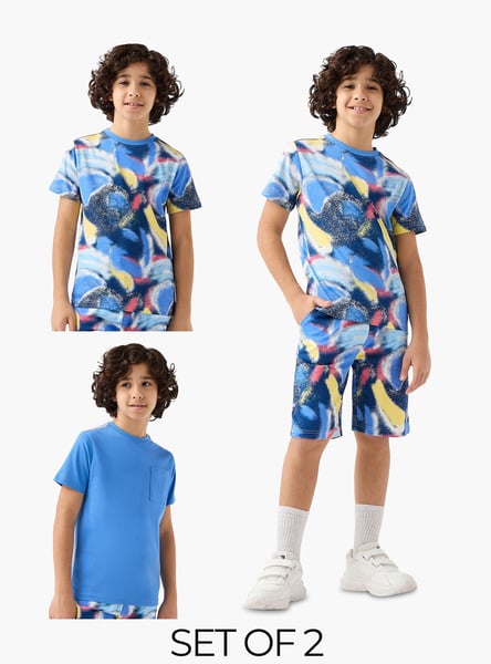 Juniors 3 Piece Printed T-shirts and Shorts Set