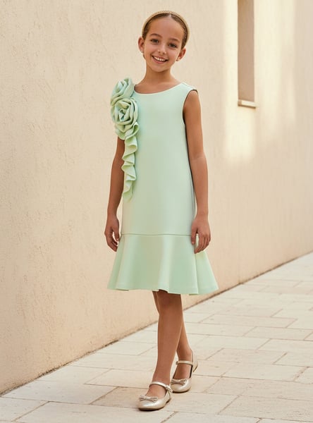Juniors Floral Applique A-Line Dress