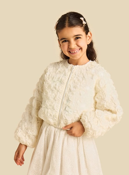 Juniors Floral Applique Jacket