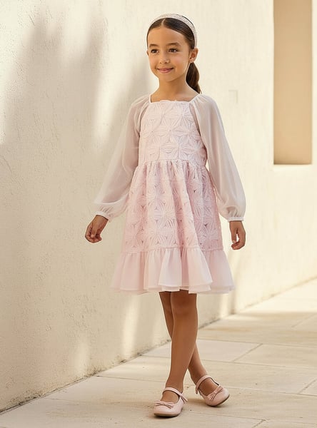 Juniors Floral Applique A-Line Dress