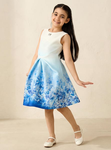 Juniors Floral Print Dress with Zip Closure