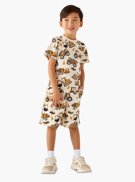 Juniors Vehicle Print T-shirt and Shorts Set
