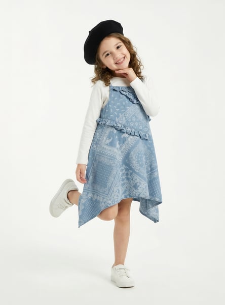 Juniors Bandana Print A-line Dress and T-shirt Set