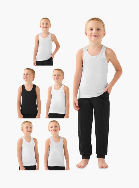 Juniors Solid Crew Neck Vest - Set of 5