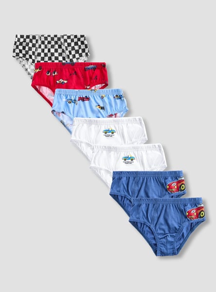 Juniors Car Print Briefs - Set of 7