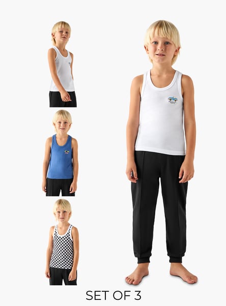 Juniors Race Car Print Vest - Set of 3