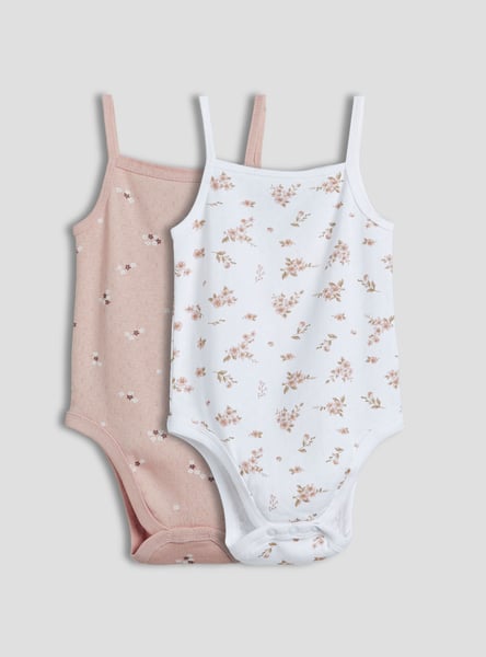 Juniors Floral Print Strappy Bodysuits - Pack of 2
