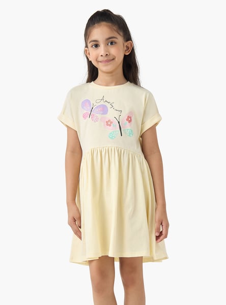 Juniors Butterfly Print A-line Dress
