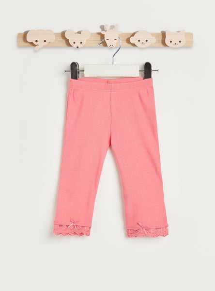 Juniors Ribbed Lace Hem Leggings
