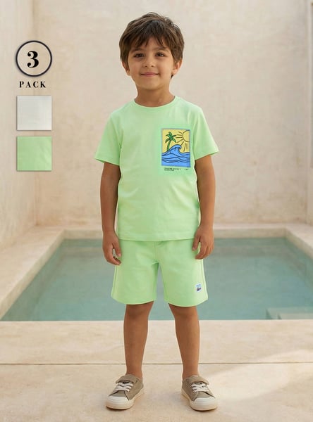 Juniors 3 Piece Printed T-shirt and Shorts Set
