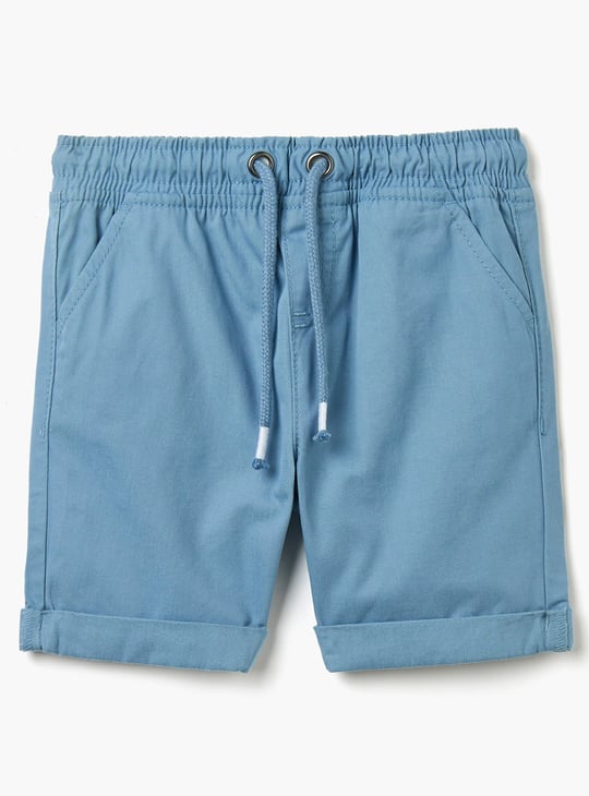 Juniors Solid Shorts with Drawstring Closure and Pockets