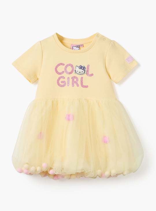 Juniors Hello Kitty Applique Tulle Dress with Short Sleeves