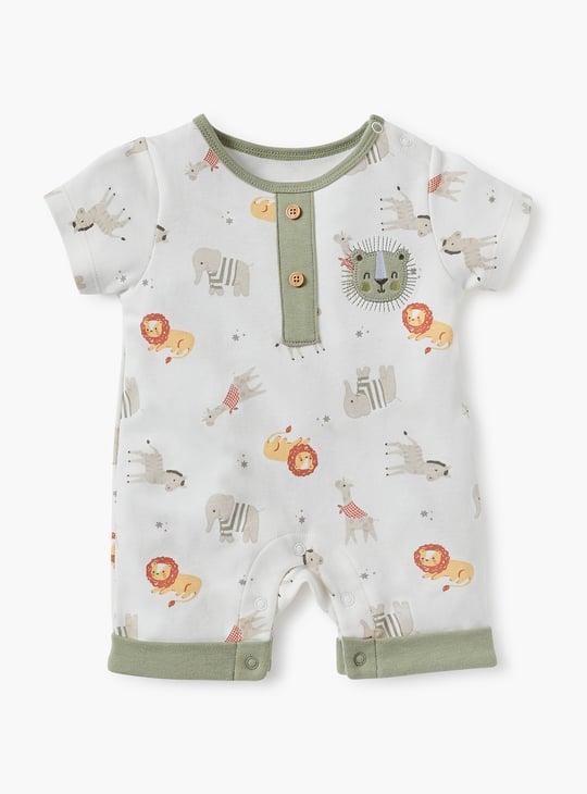 Juniors Animal Print Romper with Short Sleeves