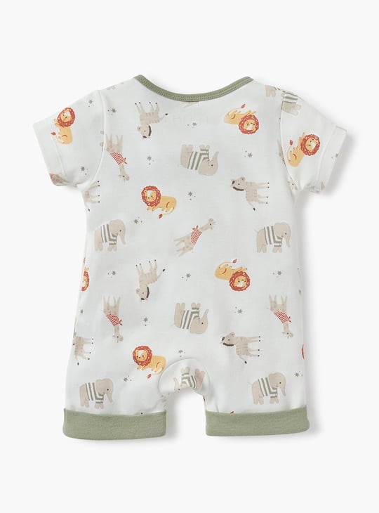 Juniors Animal Print Romper with Short Sleeves
