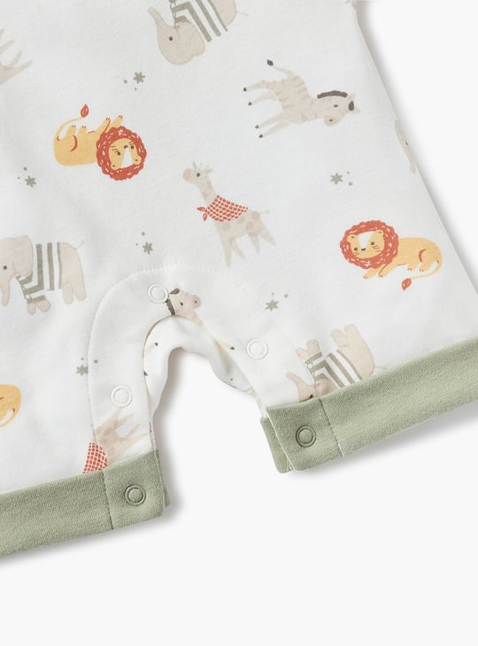 Juniors Animal Print Romper with Short Sleeves