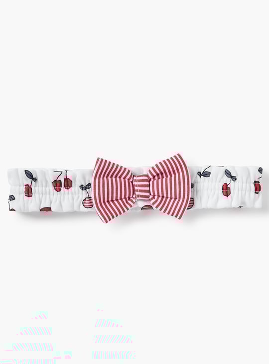 Juniors Cherry Print Headband with Bow Detail
