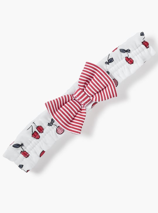 Juniors Cherry Print Headband with Bow Detail