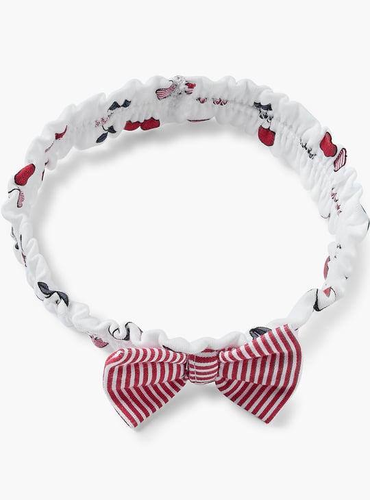 Juniors Cherry Print Headband with Bow Detail