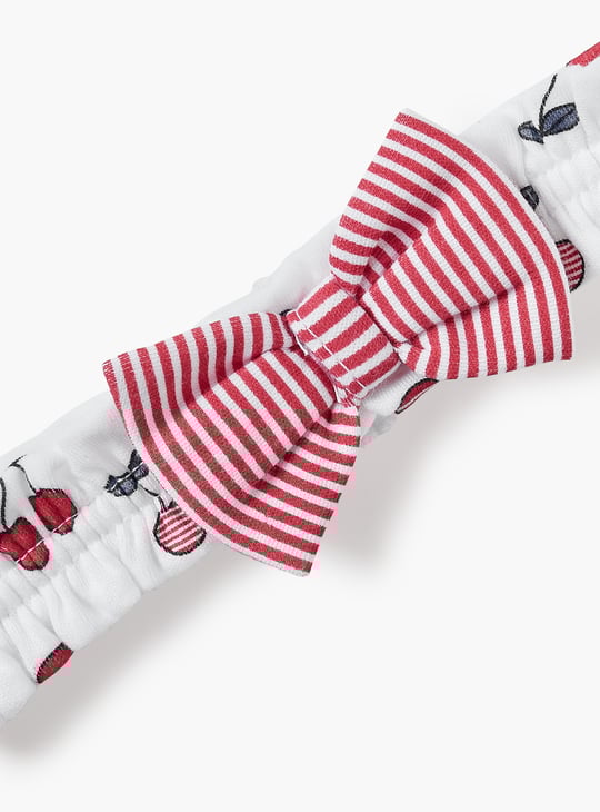 Juniors Cherry Print Headband with Bow Detail