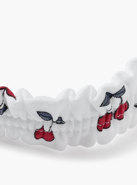 Juniors Cherry Print Headband with Bow Detail