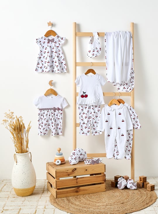 Juniors Cherry Print Headband with Bow Detail