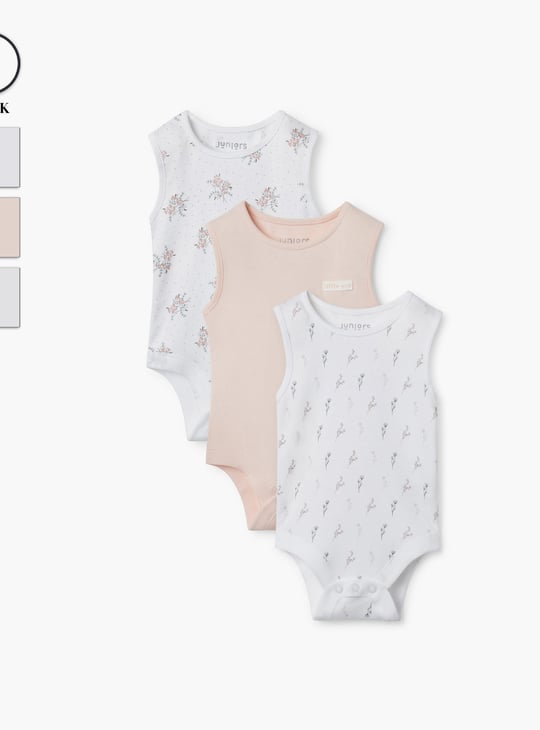 Juniors Printed Sleeveless Bodysuit - Set of 3